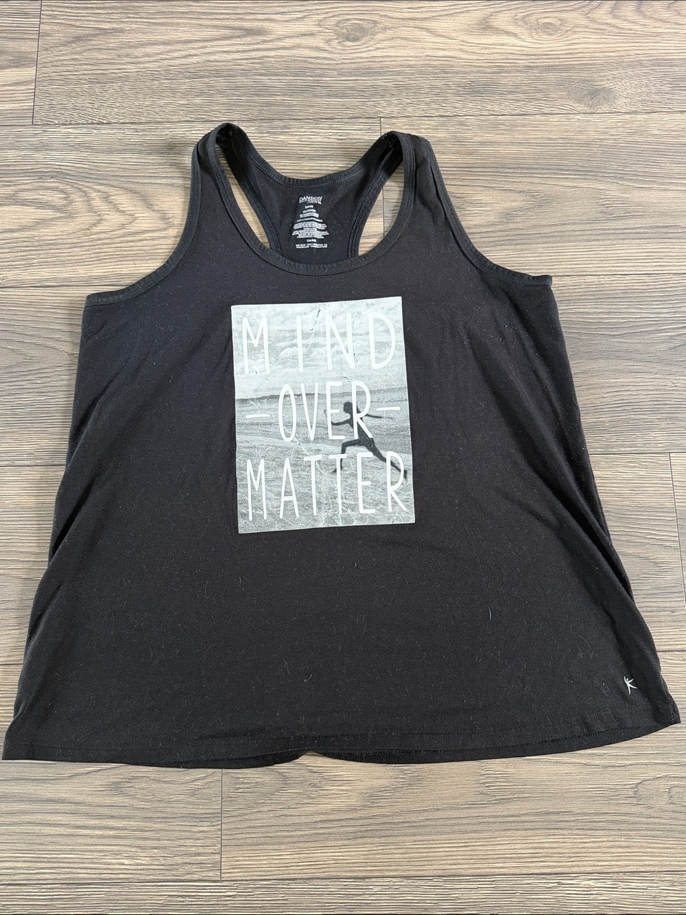 Danskin Black Racerback Tank with Gray 'Mind Over Matter' Graphic